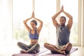 Afro American couple doing yoga Royalty Free Stock Photo