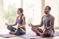 Afro American couple doing yoga Royalty Free Stock Photo