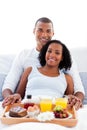 Afro-american couple having breakfast Royalty Free Stock Photo