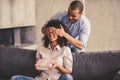 Afro American couple at home Royalty Free Stock Photo