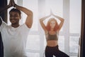 Afro American Couple. Morning Exercises Concept.