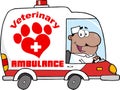 Afro American Doctor Driving Veterinary Ambulance Royalty Free Stock Photo