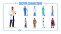Afro american doctor semi flat RGB color vector illustration set