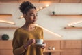 Afro American girl in cafe Royalty Free Stock Photo