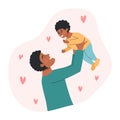 Afro American man holding baby boy. Happy father playing with his son. Royalty Free Stock Photo