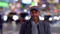 Afro-American Man in the streets of New York at Times Square - street photography Royalty Free Stock Photo