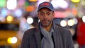 Afro-American Man in the streets of New York at Times Square - street photography Royalty Free Stock Photo