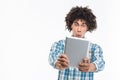 Afro american man using tablet computer Royalty Free Stock Photo