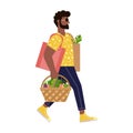 Afro American Man on Zero Waste Shopping Royalty Free Stock Photo