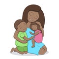 Afro American mother with children