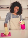 Afro American woman cleaning Royalty Free Stock Photo