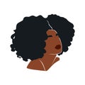 Afro American Woman Vector Illustration Portrait. Beautiful Girl Dark Skin. Curly Hair Royalty Free Stock Photo