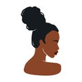 Afro American Woman Vector Illustration Portrait. Beautiful Girl Dark Skin. Curly Hair Royalty Free Stock Photo