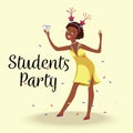 Girl having fun at students party
