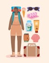 afro backpacker woman