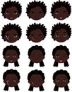 Afro boy and girl emotions: joy, surprise, fear, sadness, sorrow