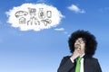 Afro businessman imagines his dreams