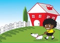 Afro children and dog. Royalty Free Stock Photo