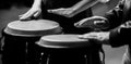 Afro Cuba, rum, drummer, fingers, hand, hit. Drum. Hands of a musician playing on bongs. The musician plays the bongo Royalty Free Stock Photo