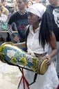 Afro-Cuban female drummer Royalty Free Stock Photo