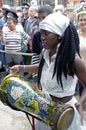 Afro-Cuban female drummer Royalty Free Stock Photo