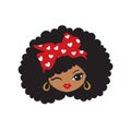 Cute Afro Black Girl with Afro Hair and Red Bow Bandana