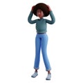 Afro Girl 3D Cartoon Picture feel confuses