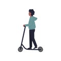 Afro guy rides an electric scooter isolated