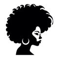 Afro haircut woman silhouette in black color. Laser cutting eps10 vector template