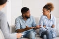 African American Husband Talking To Wife On Marital Therapy Session Royalty Free Stock Photo