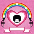 Afro lady with rainbow and trumpet