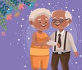 afro old couple with flowers