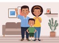 afro parents couple with son
