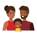 afro parents couple with son characters