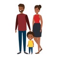 afro parents couple with son characters