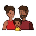 afro parents couple with son characters