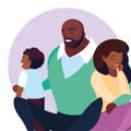 afro parents with son family avatar character