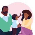 afro parents with son family avatar character