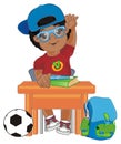 Afro pupil at desk