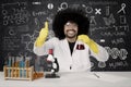 Afro scientist showing OK sign