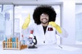 Afro scientist working on scientific research