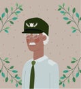 Afro veteran military celebration card with leafs