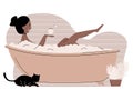 Afro woman takes a bath