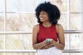 Afro Woman Using Phone Royalty Free Stock Photo