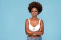 Afro woman wearing sunglasses and earrings Royalty Free Stock Photo