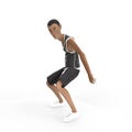 Afro young boy is crouch walking 3d modelling