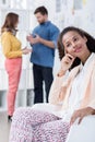 Afroamerican businesswoman resting in office