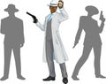 Afroamerican police chief and people silhouettes Royalty Free Stock Photo