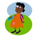 Afroamerican student girl with a book outdoor in vector