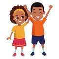 Afroamerican sister and brother smiling cartoon